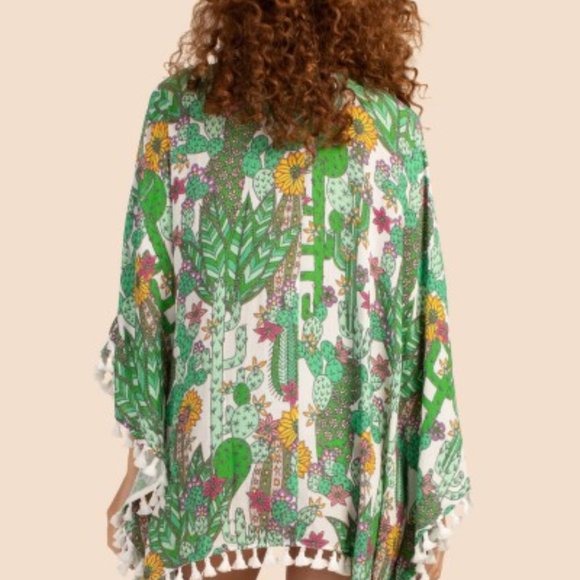 🌵🌵NEW! Trina Turk Cacti Fringe Kimono  o/s 🌵🌵 - Picture 3 of 6